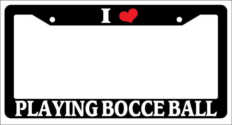 Black License Plate Frame I Heart Playing Bocce Ball Auto Accessory Novelty  Mod-GRAPH9856236-2350