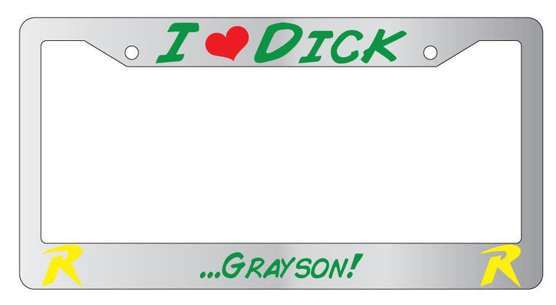 I Heart Dick Grayson (Robin) Chrome License Plate Frame DC  Mod-GRAPH9856236-4578