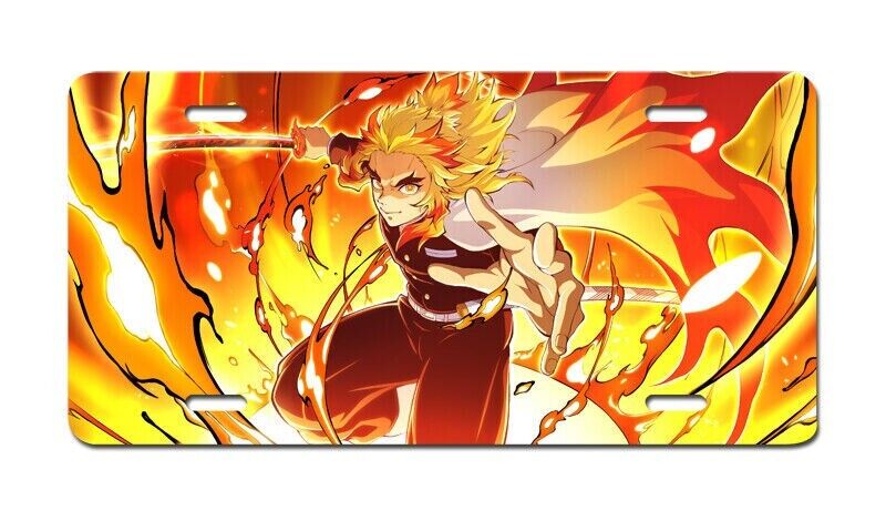 Demon Slayer Flame Hashira Kyojuro License Plate Auto Truck Car Tag Gift