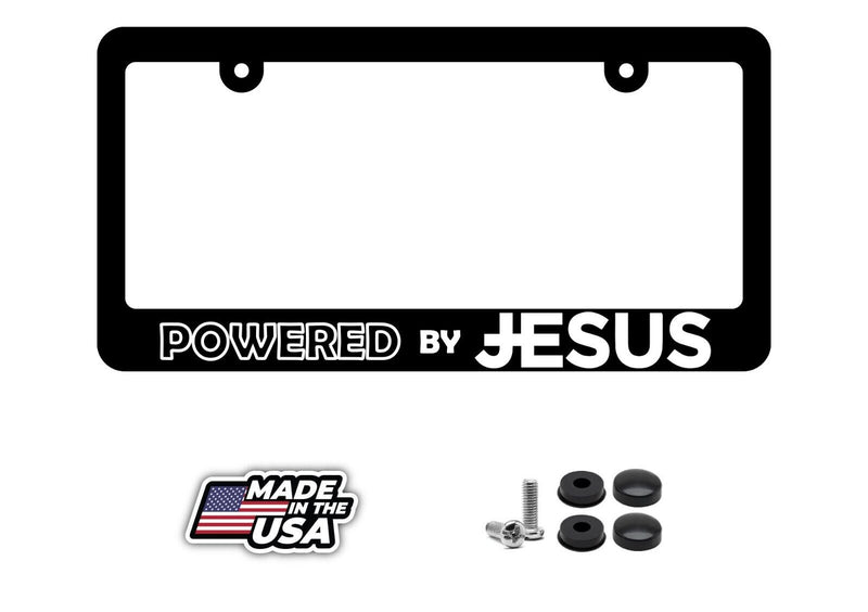 Powered By Jesus License Plate Frame Cover - Christian v2