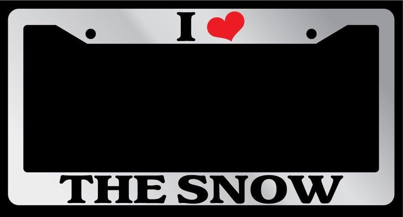 Chrome License Plate Frame "I Heart The Snow" Auto Accessory Novelty  Mod-GRAPH9856236-6205