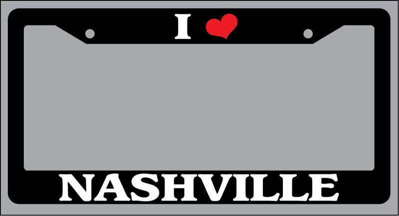 Black License Plate Frame "I Heart Nashville" Auto Accessory Novelty 2392  Mod-GRAPH9856236-869