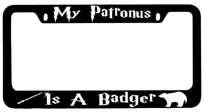 My Patronus Is A Badger Black METAL License Plate Frame Auto For Harry Potter  Mod-GRAPH9856236-9320