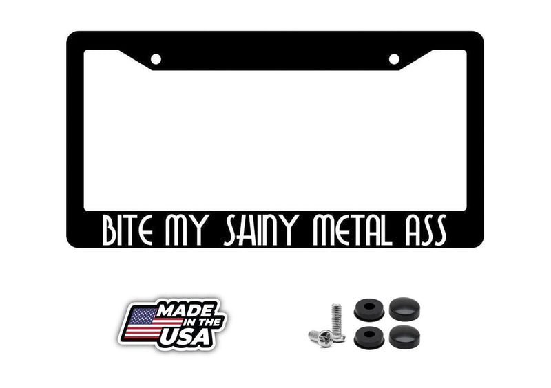 Bite My Shiny Metal Ass Black Plastic License Plate Frame Futurama