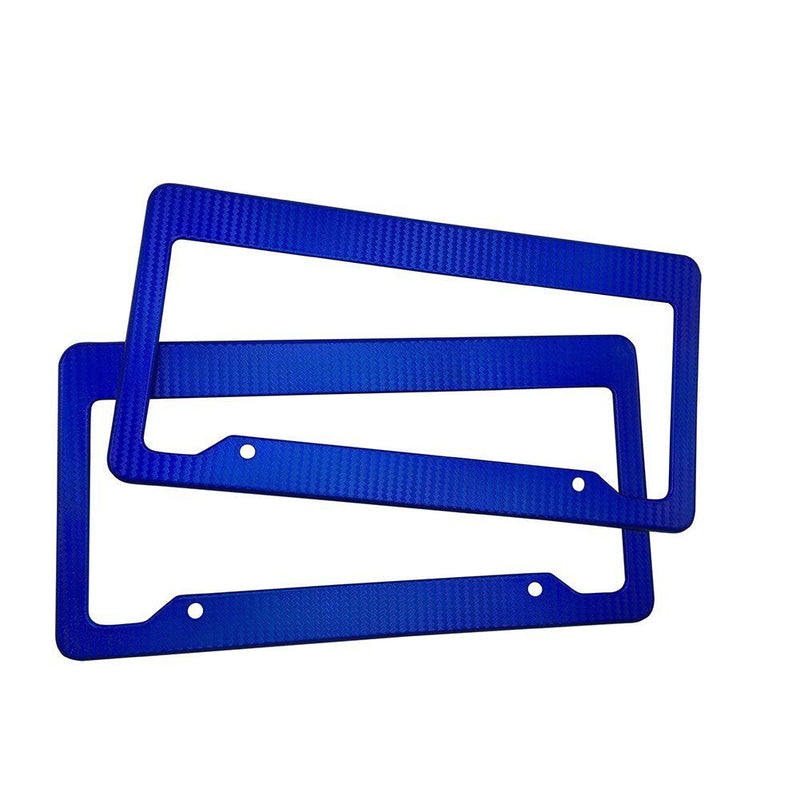 2 x JDM Blue Carbon Fiber Look License Plate Frame Cover Front & Rear US Size