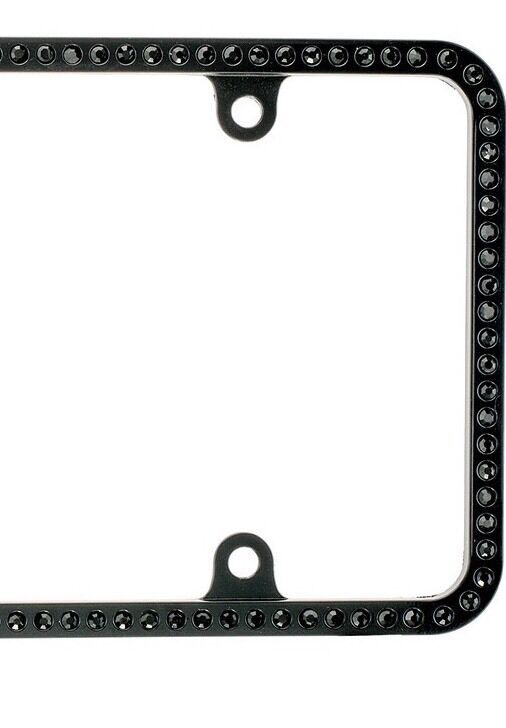 Swarovski Black Crystal Bling Slim license plate frame Inlay Black Frame
