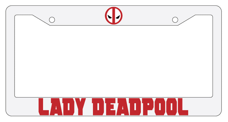 Lady For Deadpool Design 2A White Plastic License Plate Frame For Deadpool  Mod-GRAPH9856236-4032