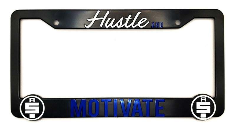 "Hustle and Motivate" License Plate Frame