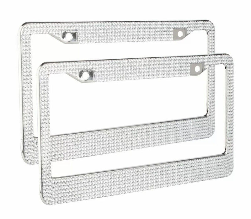 Bling Car License Plate Frames Metal Glitter Crystal Diamond (2 PCS)