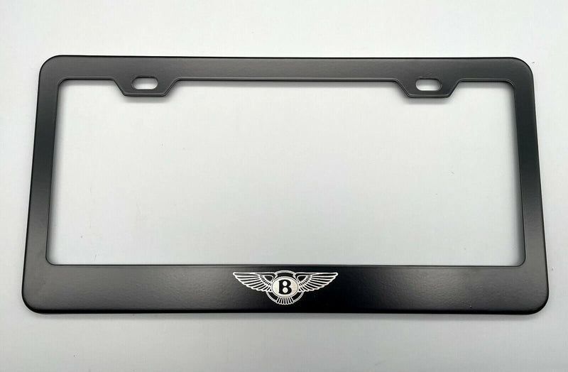 Black License Plate Frame Stainless Steel with Laser Engraved fit Bentley