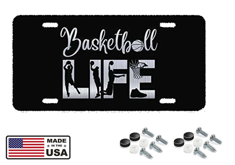 Basketball Life License Plate Vanity Novelty Tag Metal Car Truck 6 by 12 Inches