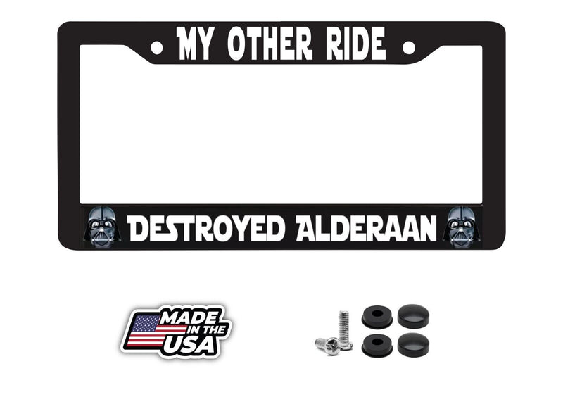 My Other Ride Destroyed Alderaan for Star Wars Black Plastic License Plate Frame
