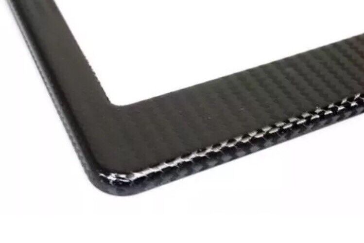2 x JDM Black Carbon Fiber Look License Plate Frame Cover Front & Rear US Size