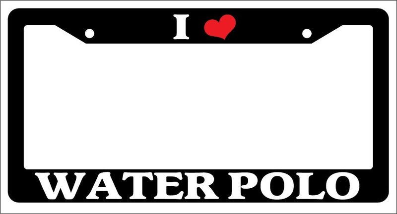 Black License Plate Frame "I Heart Water Polo" Auto Accessory Novelty  Mod-GRAPH9856236-2905