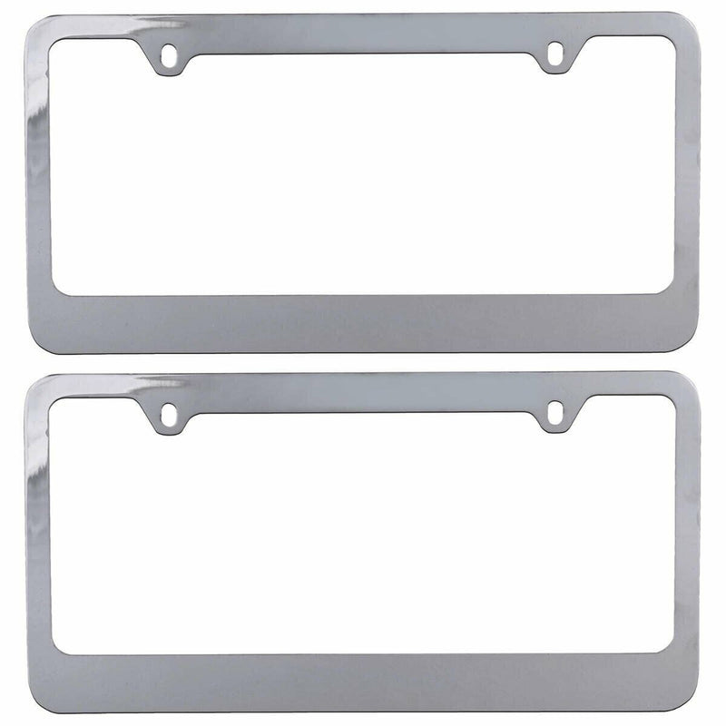 License Plate Frame Holder - Chrome Plated Metal for Front & Rear, 2-Pack