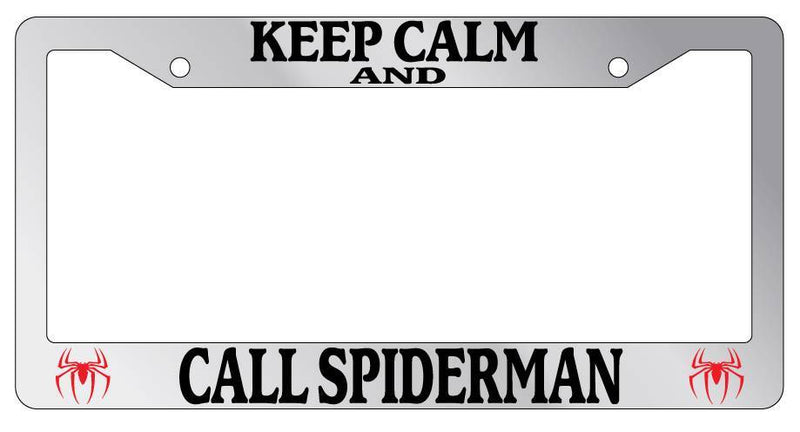 Chrome License Plate Frame Keep Calm AND CALL For SpiderMAN LOGO Auto Accessory  Mod-GRAPH9856236-4531