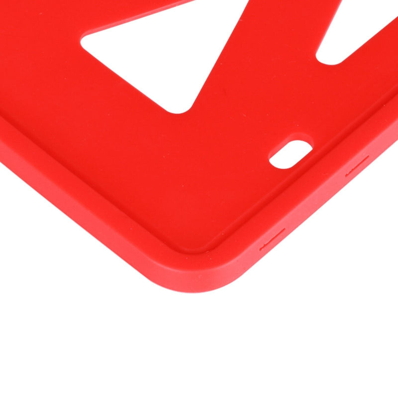 Two Red Silicone License Plate Frame Holder with Installation Screws & Caps PAIR