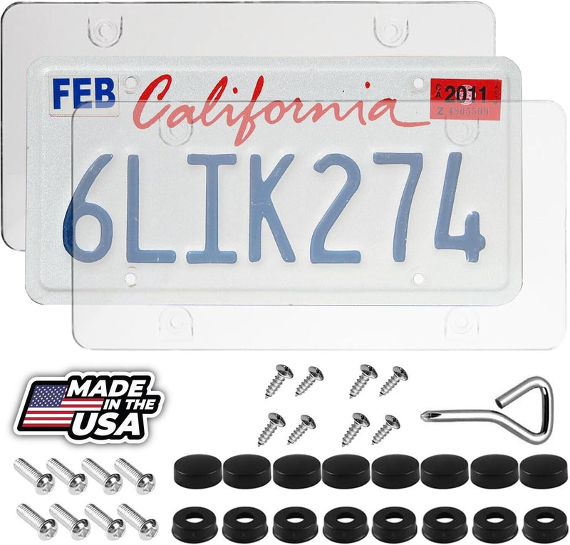 License Plates Shields 2 Pack Frame Covers Clear Bubble Protector For US Plate v2