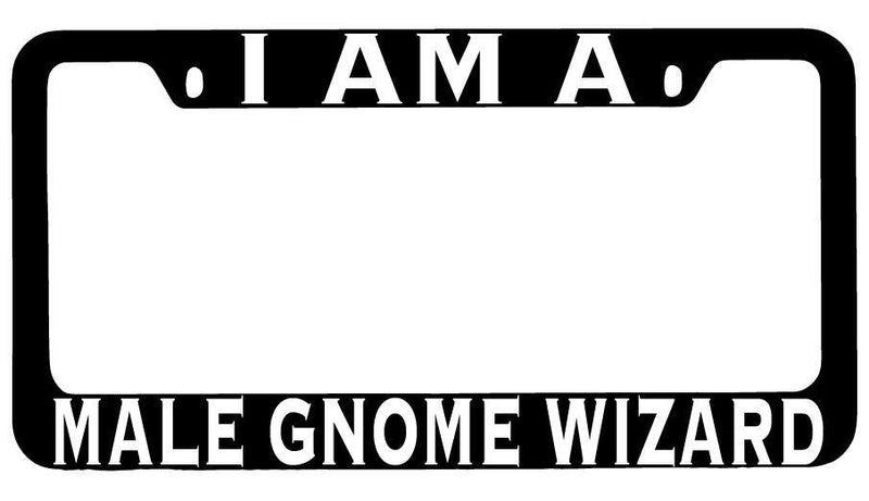 I Am A Male Gnome Wizard Black METAL License Plate Frame RPG  Mod-GRAPH9856236-8462