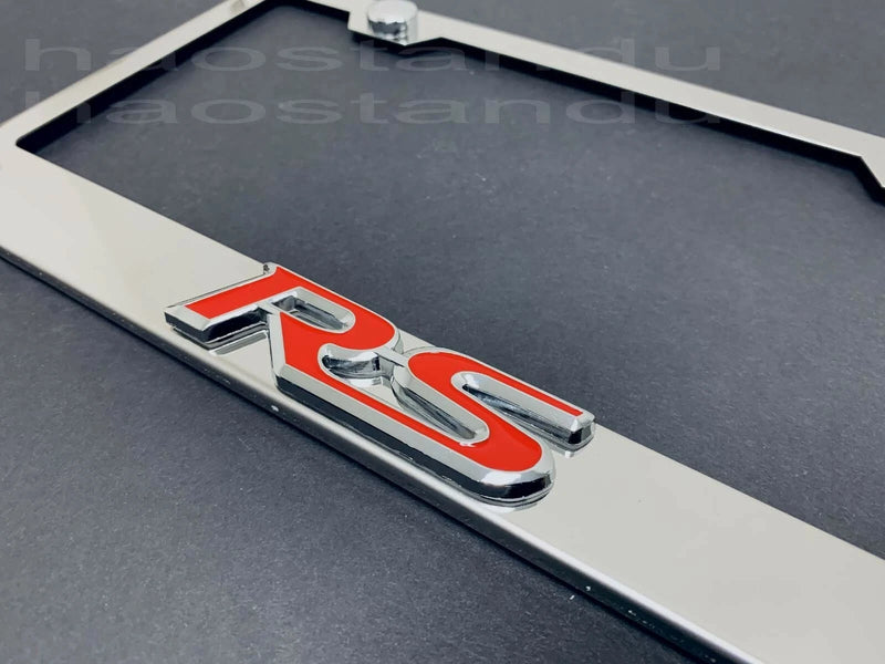 1x Red "RS" For Camaro 3D Emblem STAINLESS STEEL License Plate Frame RUST FREE