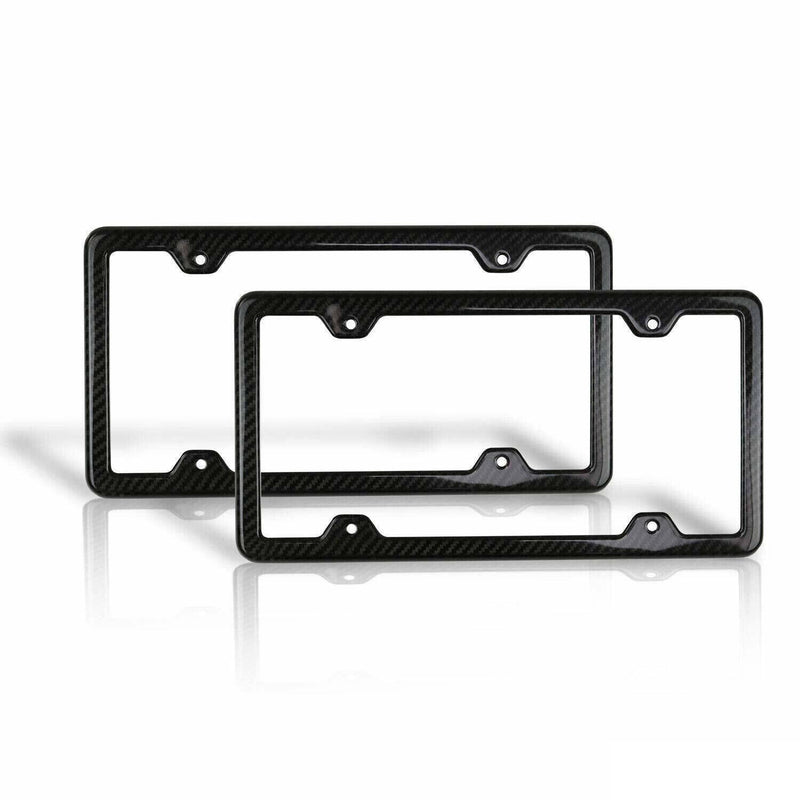2 Pcs Real Carbon License Plate Frame Rear & Front Tag Holder For Porsche Macan