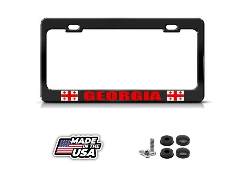 GEORGIA GEORGIAN FLAG Metal License Plate Frame Holder Two Holes
