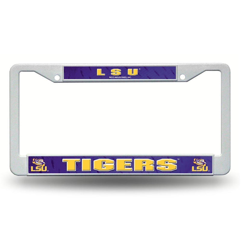 NCAA LSU Tigers White Plastic License Plate Frame