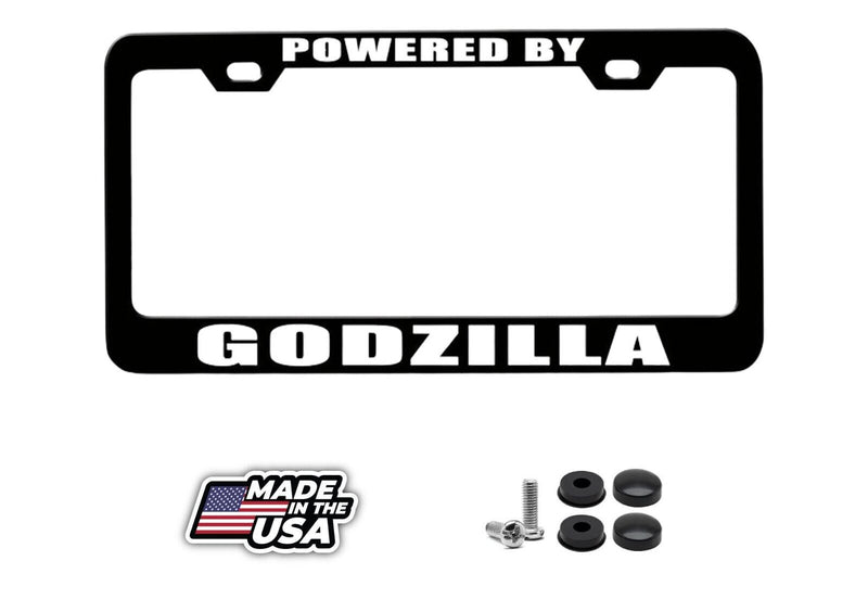 POWERED BY GODZILLA License Plate Frame-CAN PERSONALIZE
