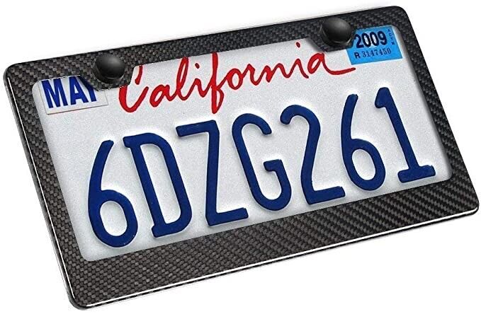 One Carbon Fiber License Plate Cover Frame Tag Holder Trim Jdm Car Real 100%