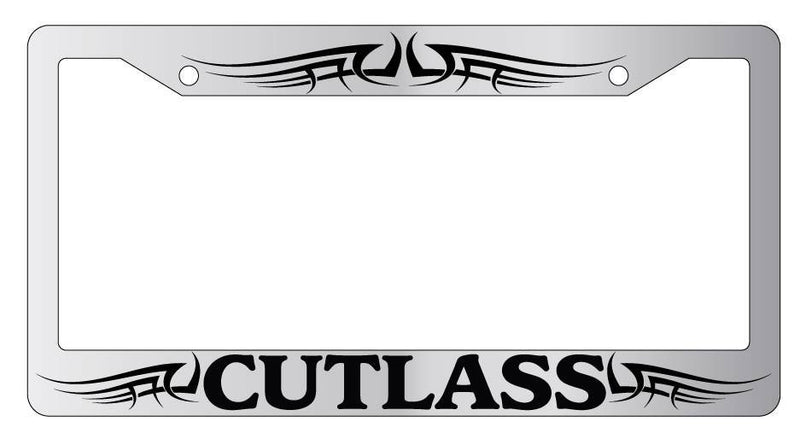 Chrome License Plate Frame CUTLASS TRIBAL 