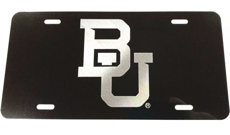 Baylor University logo Diamond Etched on Gloss Black Aluminum License Plate