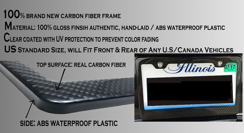 JDM 1 pc 100% REAL CARBON FIBER LICENSE PLATE FRAME HOLDER COVER FRONT/REAR R204