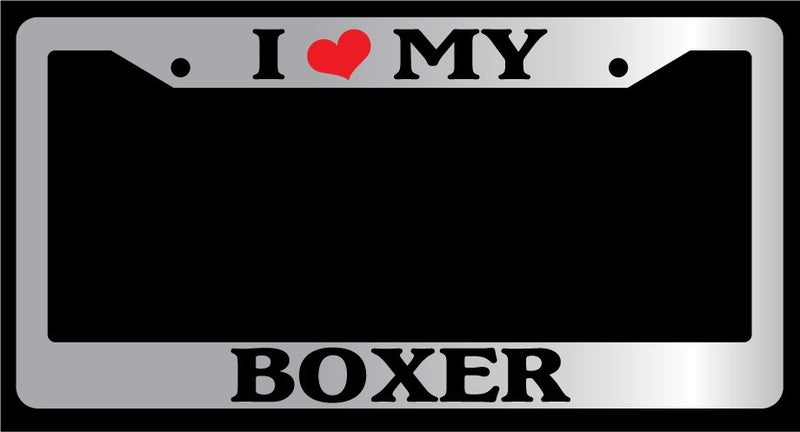 Chrome METAL License Plate Frame I HEART MY BOXER Auto Accessory 307  Mod-GRAPH9856236-10115