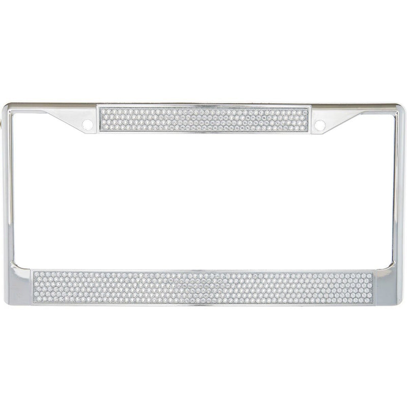 Premium Chrome Clear Bling Crystal Diamond License Plate Frame for Car-Truck