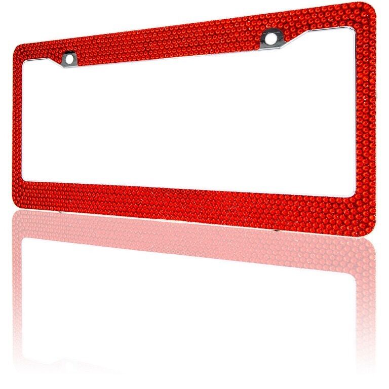 Red Crystal Rhinestones License Plate Frame 7 rows Special Bling Offer