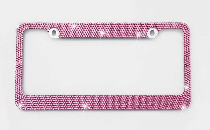 Pink Crystal Rhinestones License Plate Frame 7 rows Special Bling Offer