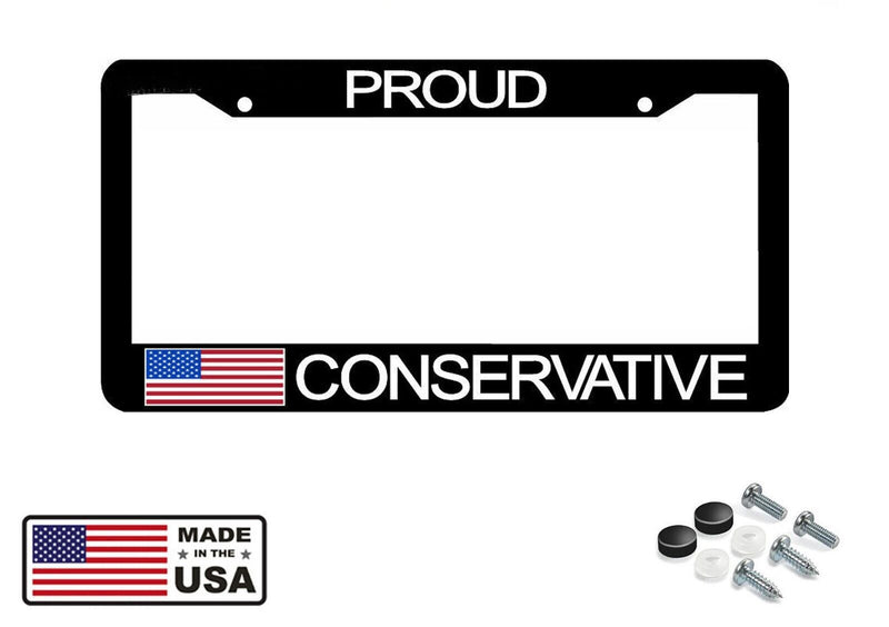 PROUD CONSERVATIVE USA FLAG GOP PLATE HOLDER License Plate Frame