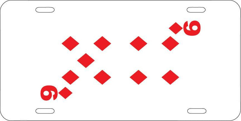 Nine Of Diamonds White Vanity License Plate Mod-GRAPH9856236-7656