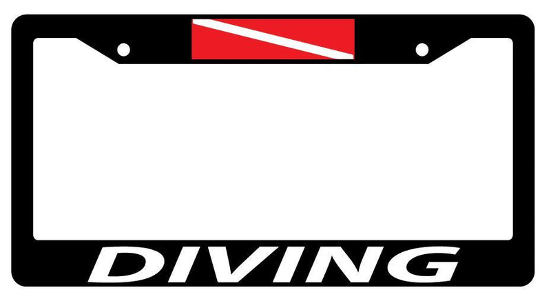 Black License Plate Frame DIVING w/FLAG LOGO Auto Accessory 1549  Mod-GRAPH9856236-1105