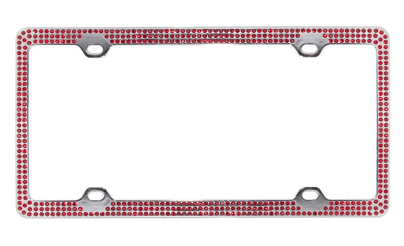 Embedded BRIGHT RED BLING Rhinestone License Plate Frame with Swarovski Crystals
