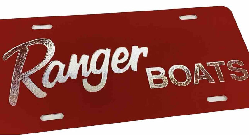 Engraved On Red Ranger Boats Car Tag Diamond Etched Aluminum Metal License Plate