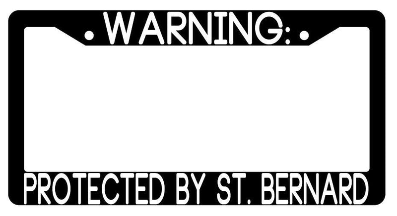 Warning Protected By St Bernard Black Plastic License Plate Frame Auto  Mod-GRAPH9856236-3505