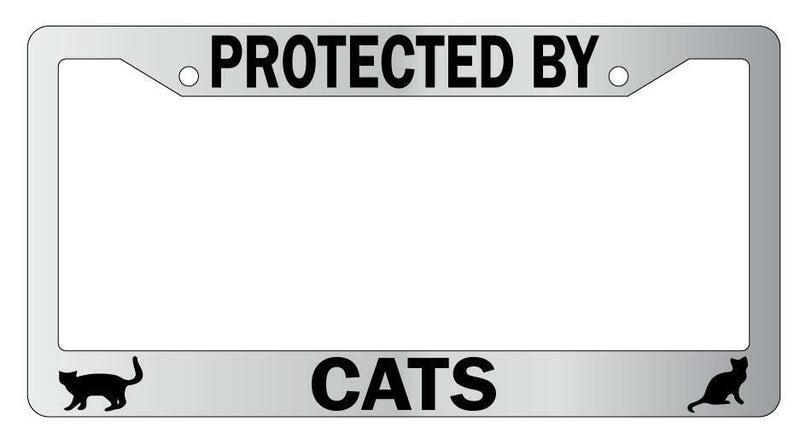 Protected By Cats Chrome License Plate Frame Auto  Mod-GRAPH9856236-5121