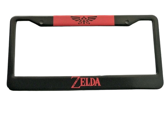 thumbnail image 2 of Zelda Hyrule Logo Stainless Steel License Plate Frame – Black Powder Coat – BLVD 2 of 6