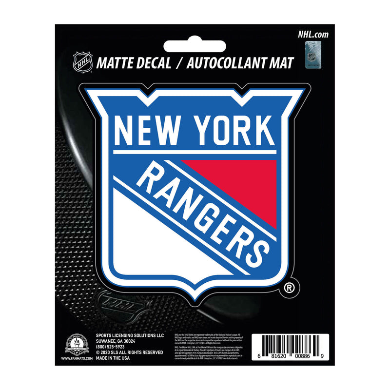 NHL New York Rangers Decal Matte 5"X6.25" Auto Boat Cooler Luggage