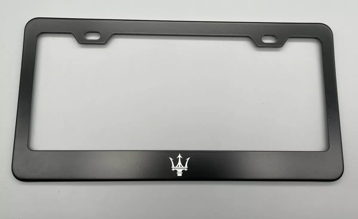 T304 Stainless Steel Maserati License Plate Frame – Black Laser