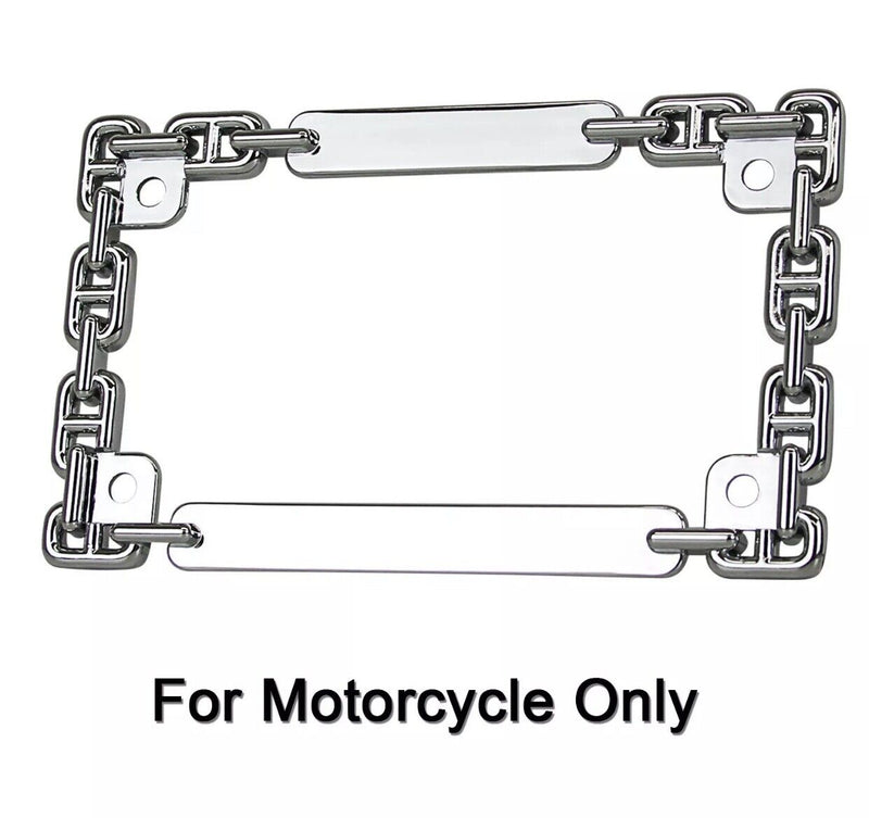 Chrome Chain Link Motorcycle License Plate Frame