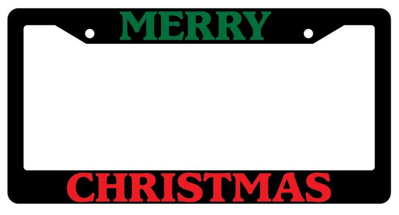 Black License Plate Frame Merry Christmas Two Line Red Green Auto Accessory  Mod-GRAPH9856236-949
