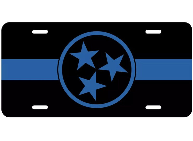 Blue Line Tennessee Police Tri Star Aluminium License Plate Highest Quality