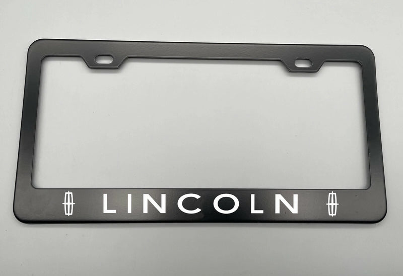 Laser Engraved Lincoln License Plate Frame Stainless Steel Black, Front, Road Legal, Car